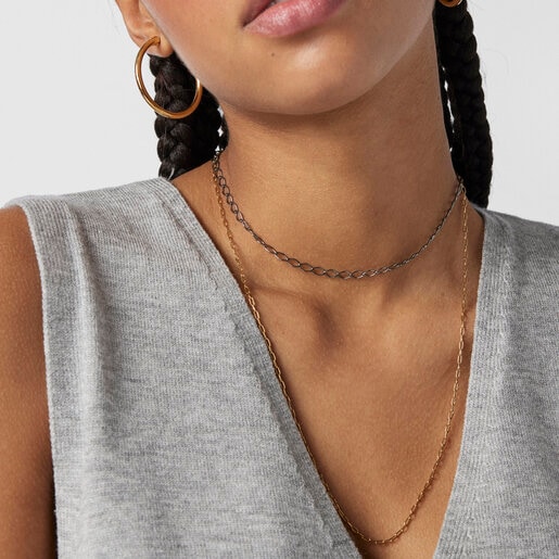 Dark Silver TOUS Chain rhombus Choker