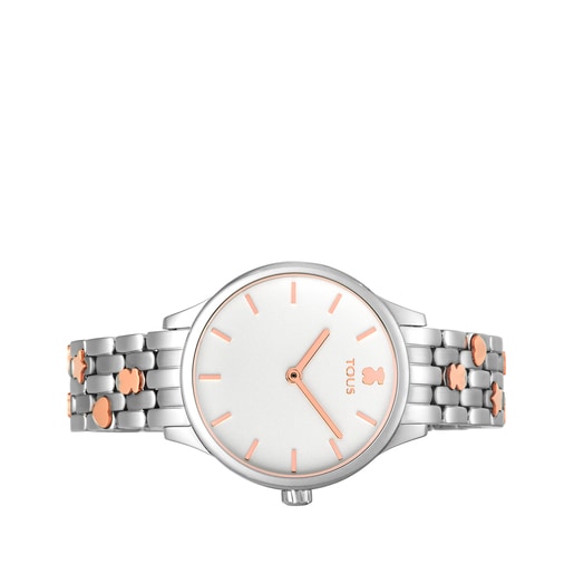 Two-tone steel/pink IP Mini Icon Watch