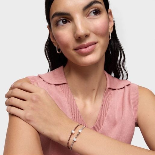 Charm TOUS Mesh Tube de plata motivo estrella 7 mm