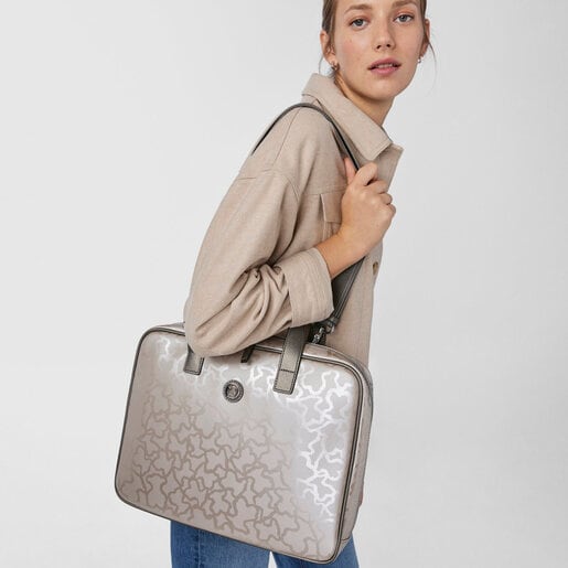 シルバーのブリーフケース Kaos Shiny