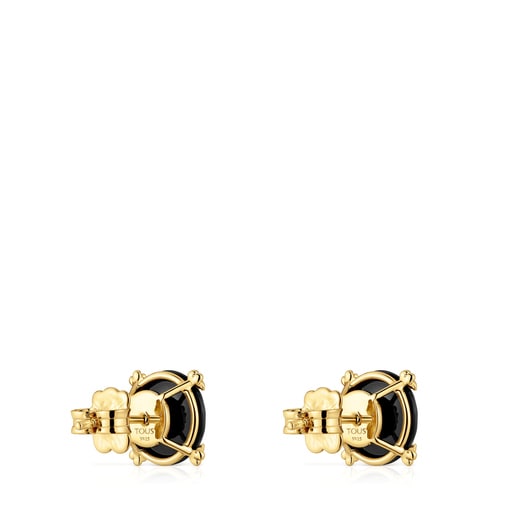 Earrings with 18kt gold plating over silver and onyx Cachito Mío