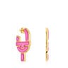 Silver and fuchsia-colored enamel Hoop earrings TOUS MANIFESTO