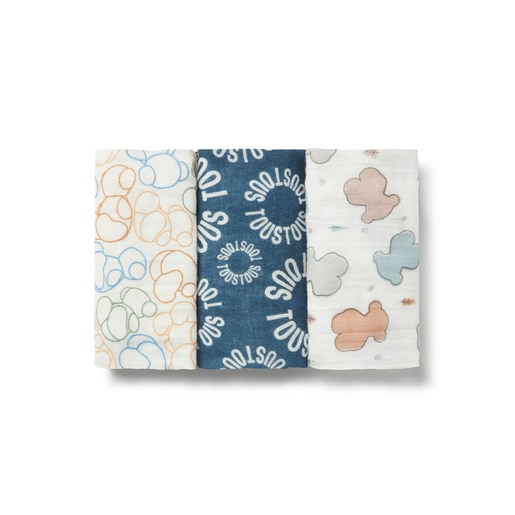 Pack of 3 muslins in MMuse blue