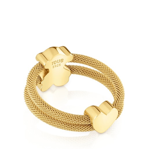 Double ring with 18kt gold plating over silver Icon Mesh