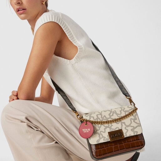 ベージュ＆ブラウンのスモールクロスボディバッグ Kaos Legacy