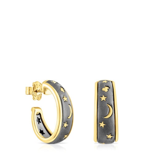 Silver vermeil and dark silver Twiling Hoop earrings | TOUS