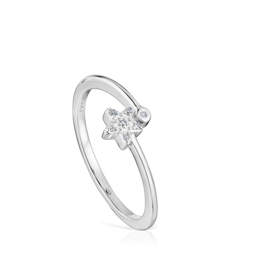 Kleiner Ring TOUS Grain aus Weißgold mit Diamanten und Sterndetail