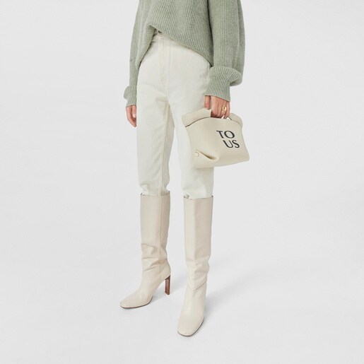 תיק סל TOUS Balloon קטן מעור בצבע בז'