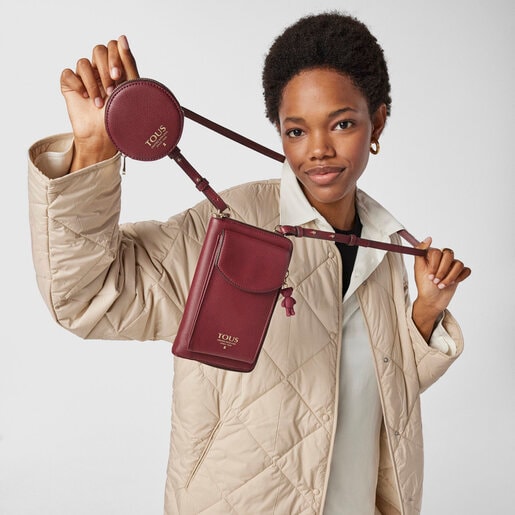 Burgundy T Pop Cell phone cover and Hanging wallet