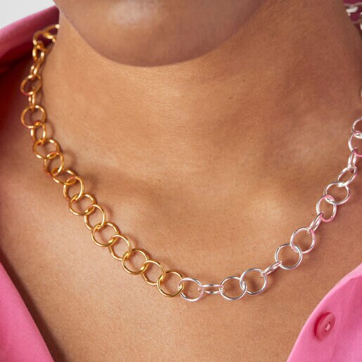 Two-tone TOUS Basics Necklace with round rings