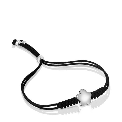 Pulseira em nylon com motivo de flor em prata Bold Motif