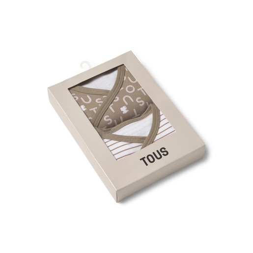 Pack of wrap-over baby bodysuits in Soft beige