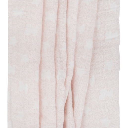 Muslin Blanket with Bears & Stars Micropoints pink