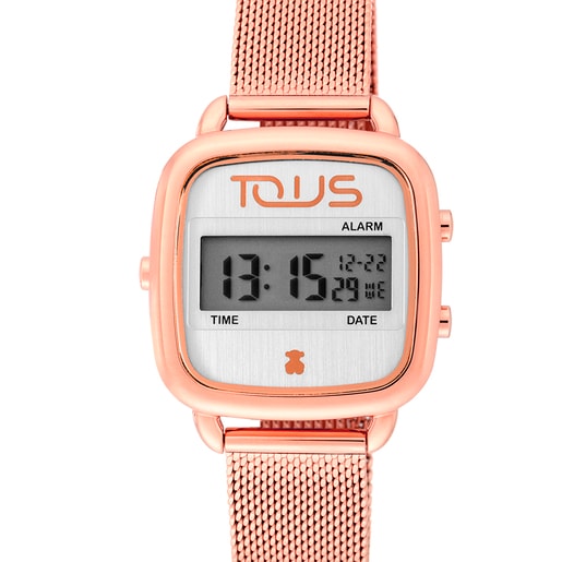 Reloj digital D-Logo de acero IP rosado