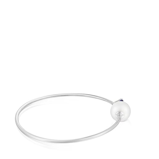 Pulsera esclava de oro blanco, iolita y perla cultivada Ivette