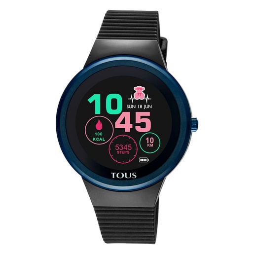 Rellotge smartwatch Rond Connect d'acer IP blau amb corretja de silicona negra