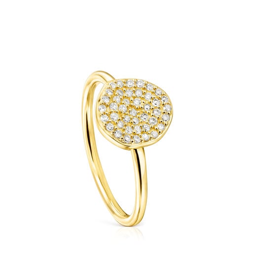 Gold Nenufar Ring with Diamonds