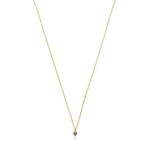 Collier TOUS New Motif en argent vermeil avec cœur en améthystes