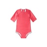 Girls one-piece swimsuit with long sleeves in Logo pink