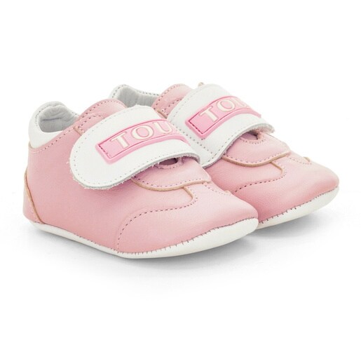 Patuco de piel deportiva rosa tira cinta adherente TOUS