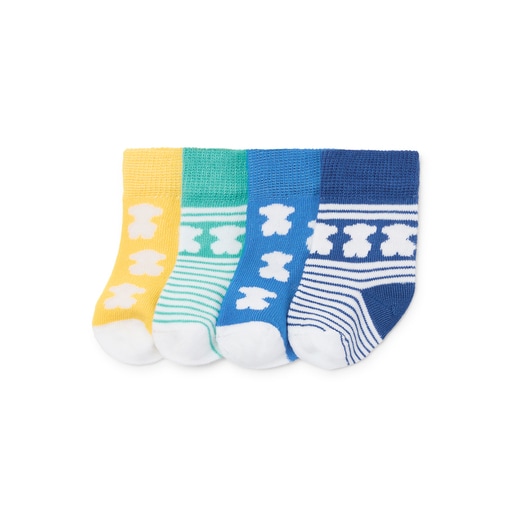 Pack de 4 pares de calcetines de bebé SSocks azul