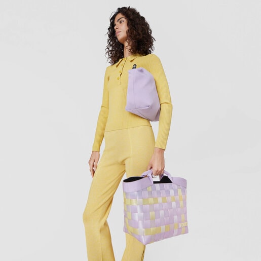 Medium mauve and yellow Basket Tote bag TOUS Balloon Cesta