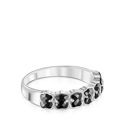 TOUS Mini Onix Ring Silver with Onyx 0,4cm.