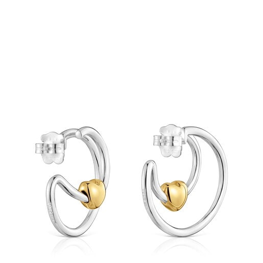 Aretes doble aro bicolor motivo corazón TOUS Flechazo