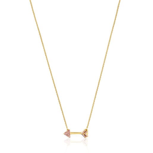 שרשרת מכסף בציפוי זהב 18 קראט עם אבני רודולייט מקולקציית TOUS Flechazo