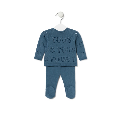 Knitted baby set in Tricot TOUS logo blue