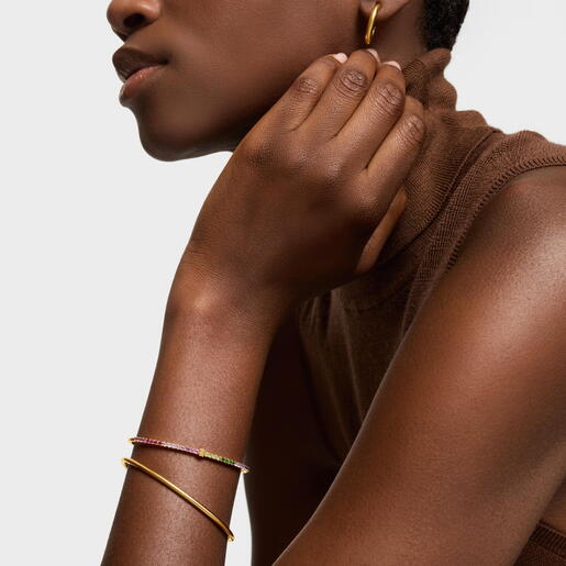 18kt gold-plated silver Bangle with gemstones TOUS Straight
