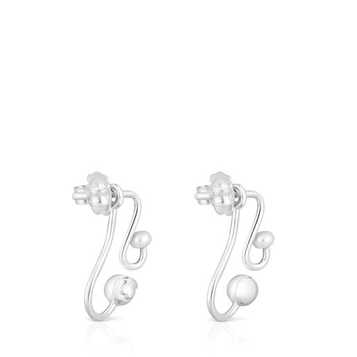 Silver Tsuri Two-piece earrings with cultured pearls