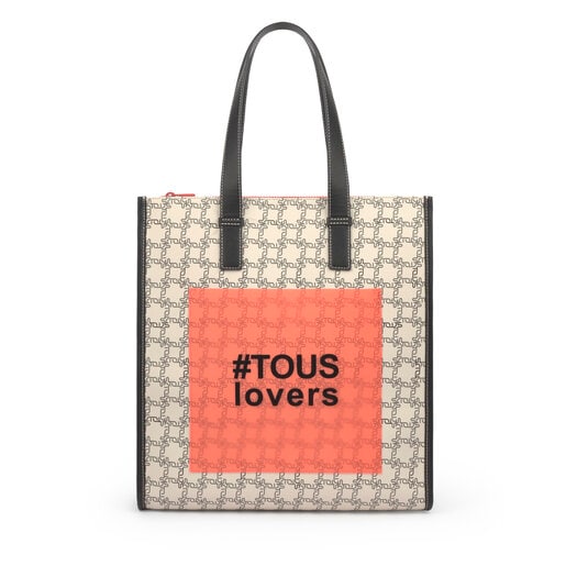 Large Beige Amaya Logogram Shopping Bag