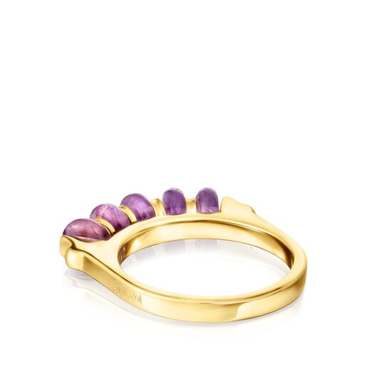 Silver vermeil Virtual Garden Bar ring with amethyst