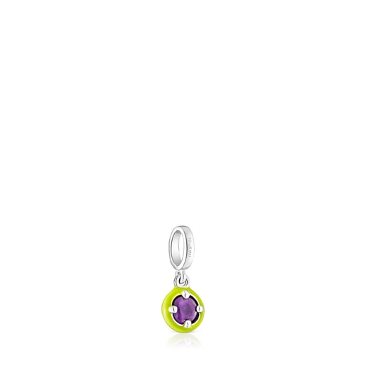 Silver TOUS Vibrant Colors Pendant with amethyst and lime green enamel