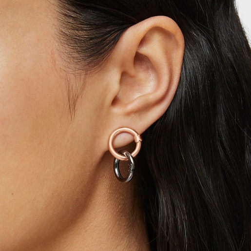 Small Rose Vermeil Silver Hold Earrings
