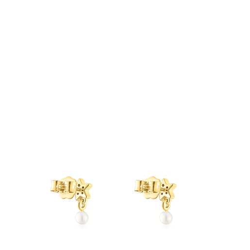 Silver vermeil TOUS New Motif Earrings with sapphire star and pearl