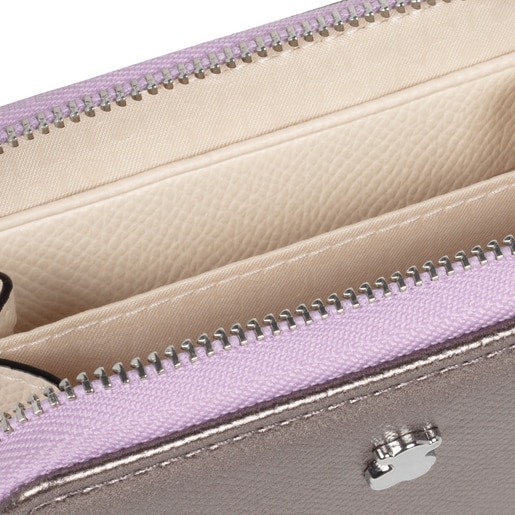 Средний кошелек для мелочи New Dubai Saffiano серебристого цвета