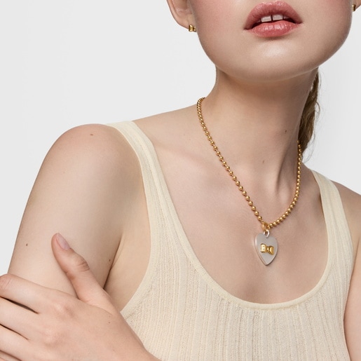 Two-tone bow-motif heart Pendant TOUS Ribbon