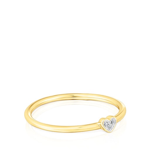 San Valentin ring in gold with diamonds and a heart motif | TOUS