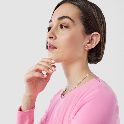 Boucles d’oreilles TOUS Icon Glass en verre de Murano rose