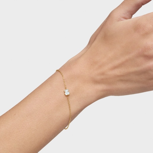 צמיד חוליות XXS מזהב 14 קראט בשילוב אם הפנינה