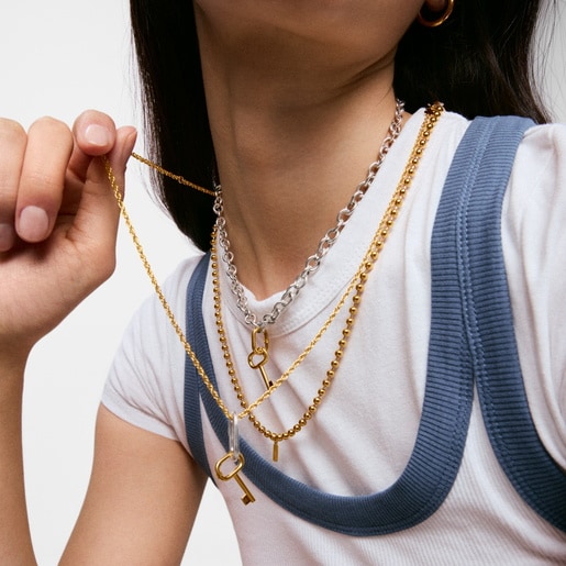 23 mm Pendant with 18kt gold plating over silver and key motif TOUS Unlock