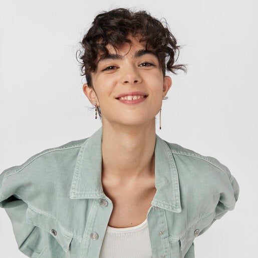 Длинные серьги Glory из вермеля с драгоценными камнями