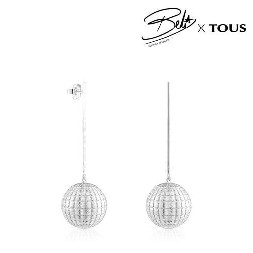 Aretes largos de plata Belinda X TOUS