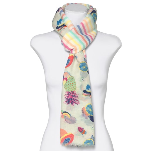 Foulard Pompom Bear Jacquard multicolor