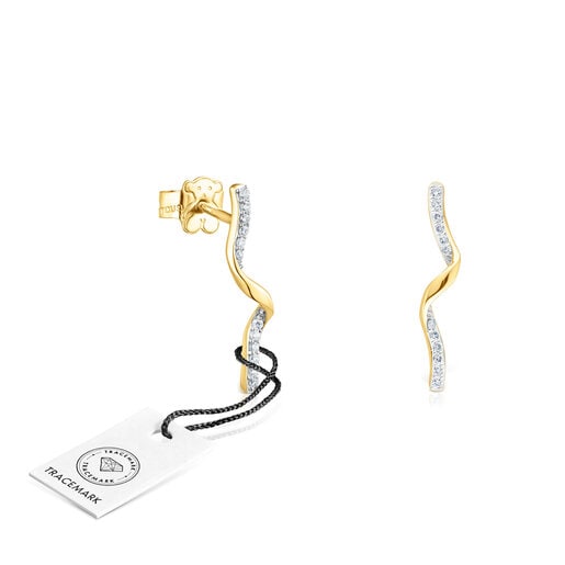 Gold TOUS St Tropez Spiral earrings with diamonds | TOUS