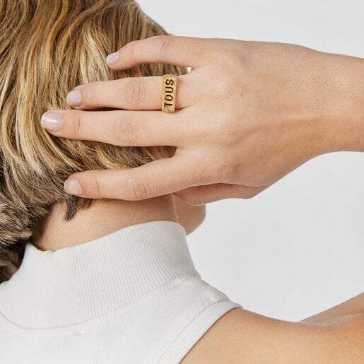 Silver vermeil Signet ring with diamonds Logo