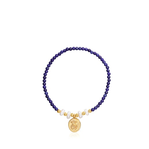 Bracelet camée Oceaan en argent vermeil, lapis-lazuli et perles