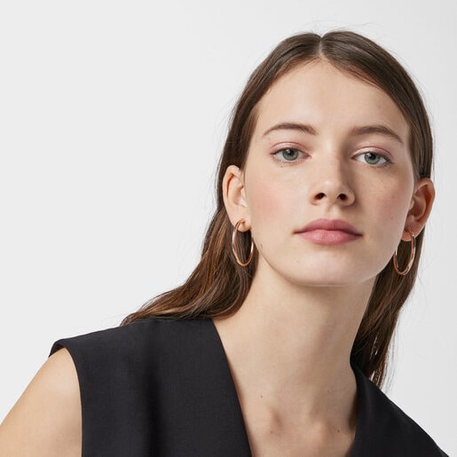 Большие серьги-обручи TOUS Basics из розового вермеля